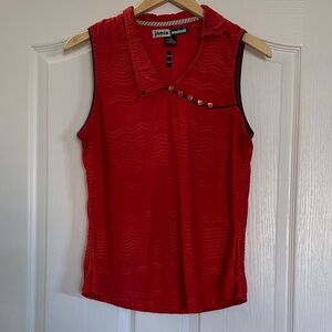 jamie sadock Red Sleeveless Polo Tank with Contrast Trim